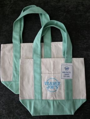 1 Trader Joe's Green Mini Tote Bag - Pastel